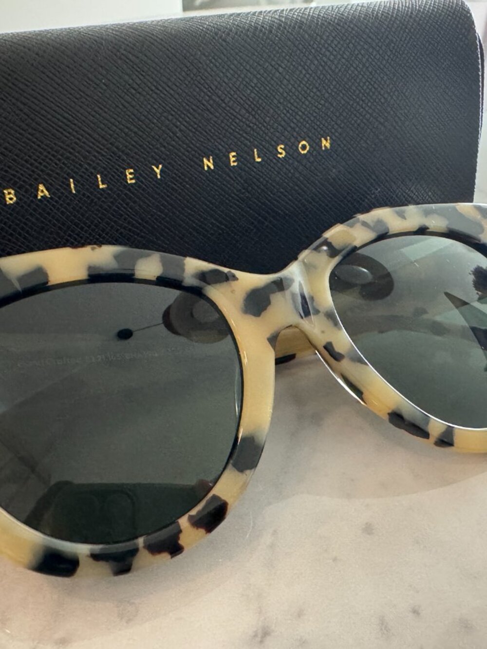 Bailey Nelson Margot Tortoise Cat-Eye Sunglasses Oversized Green Lens